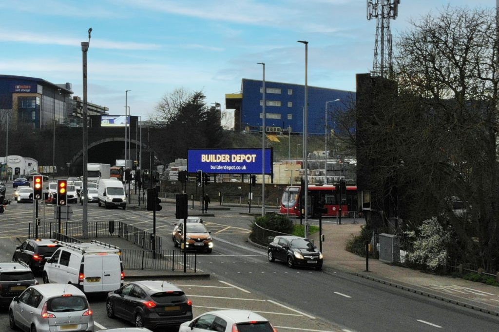 Builder Depot digital billboard Digital billboard outside busy road advertising Builder Depot