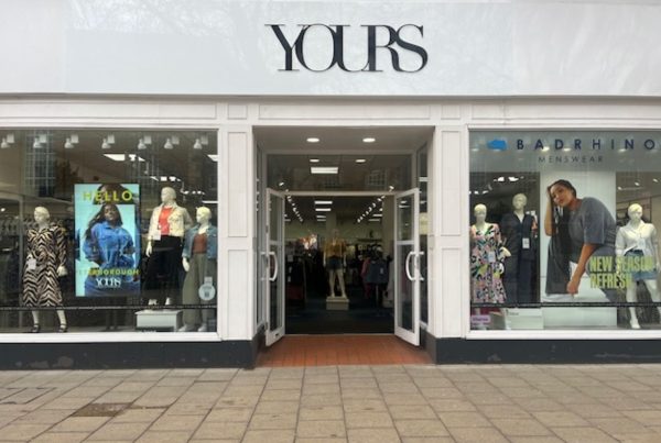 high brightness window facing display for retail brand Yours Clothing